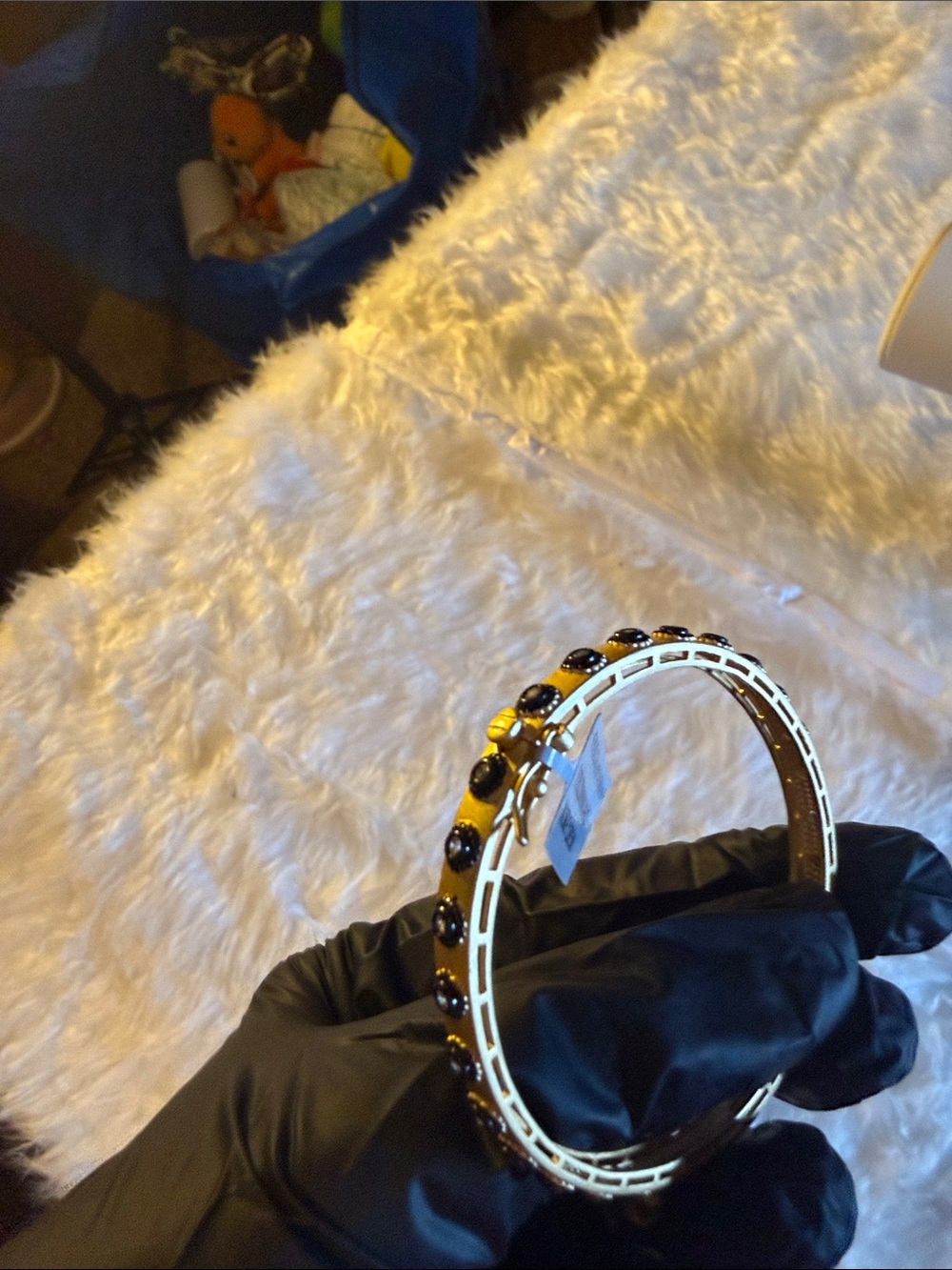 Freida Rothman Gold Bracelet with Black Stones - Picture 3 of 5